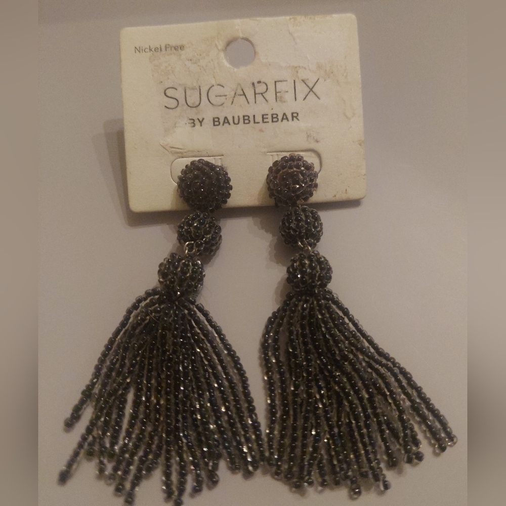 BaubleBar, Sugarfix Tassel Earrings, 3' Long,  Nickel Free, NWT